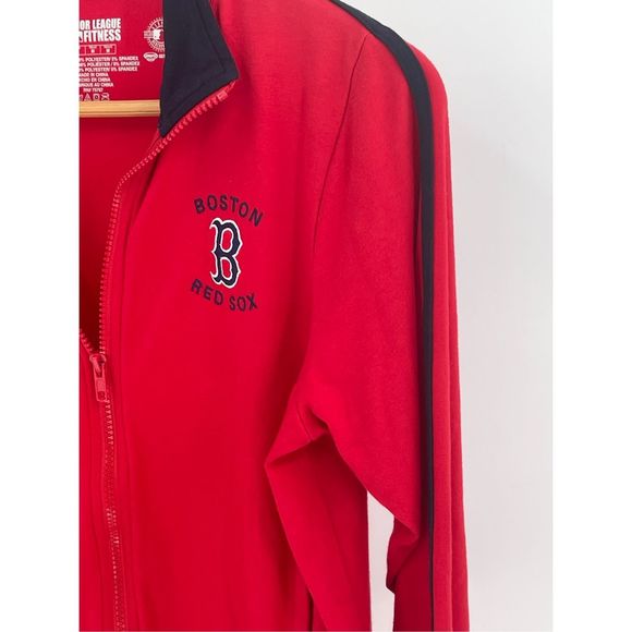 Major League Boston Red Sox Top Women Size Medium Full Zip Red Blue Baseball - Picture 13 of 14
